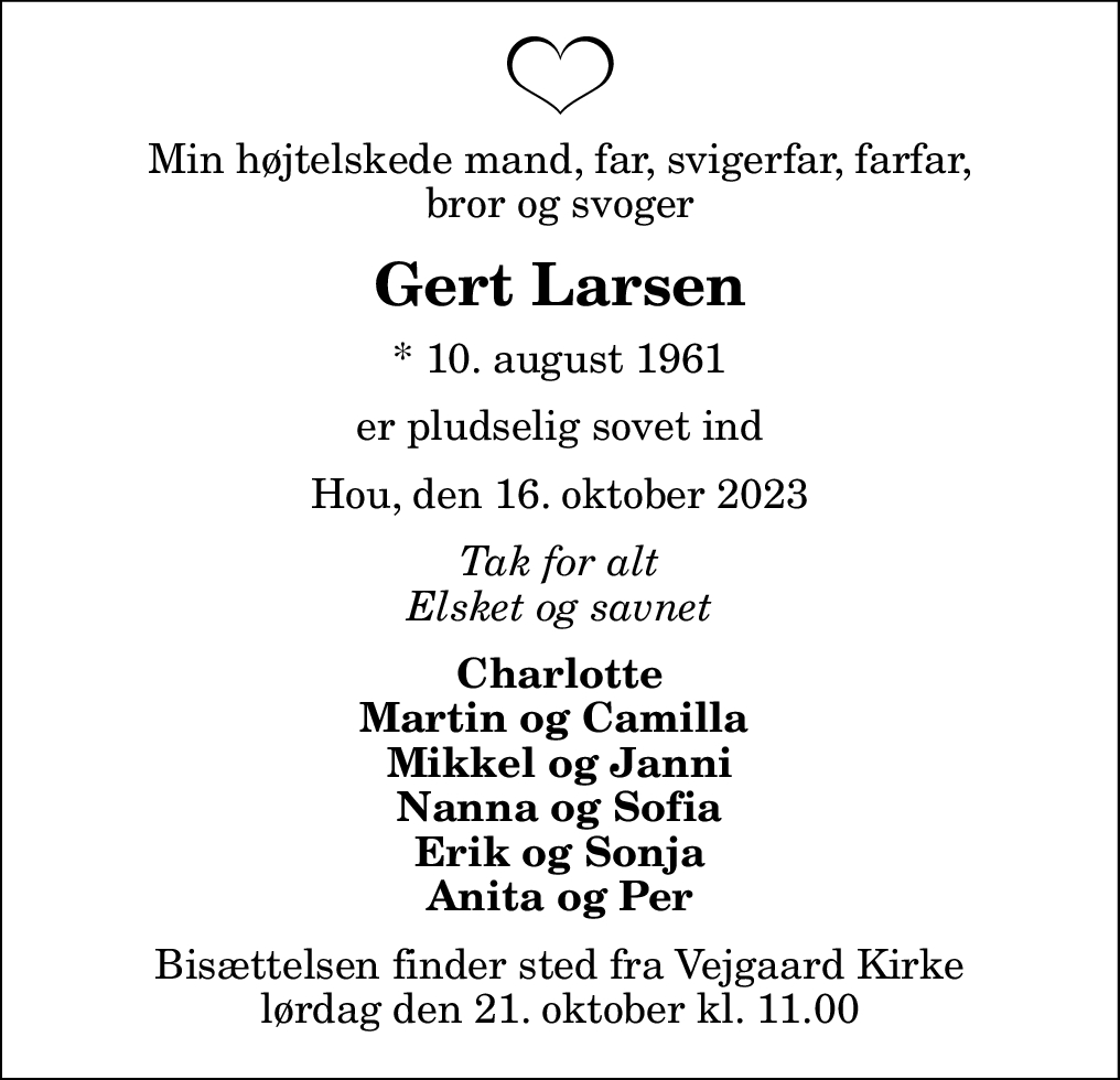 D Dsannonce For Gert Larsen Nordjyske Dk