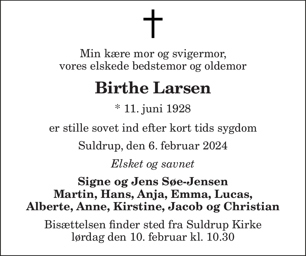 D Dsannonce For Birthe Larsen Nordjyske Dk