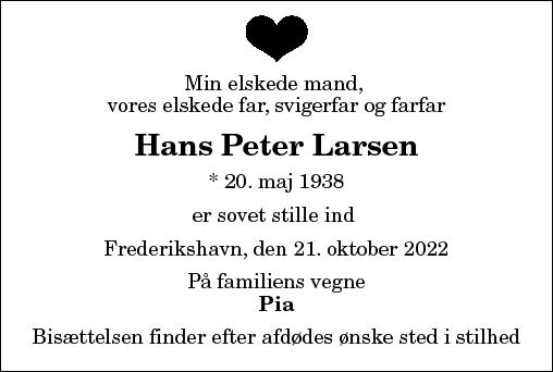 D Dsannonce For Hans Peter Larsen Nordjyske Dk