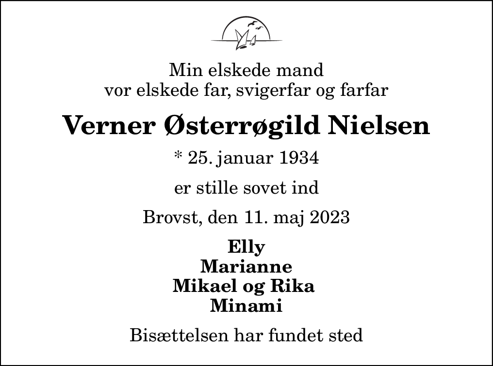 Dødsannonce for Verner Østerrøgild Nielsen Nordjyske dk