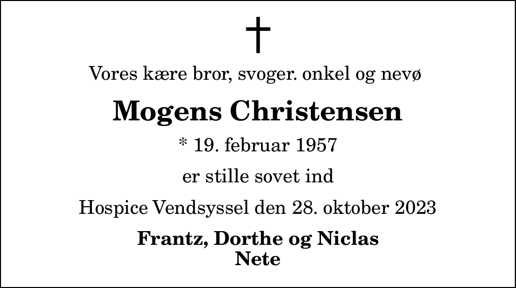 D Dsannonce For Mogens Christensen Nordjyske Dk