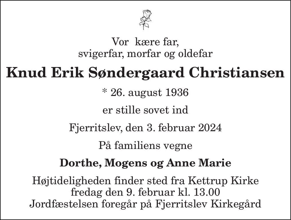 Dødsannonce for Knud Erik Søndergaard Christensen Nordjyske dk