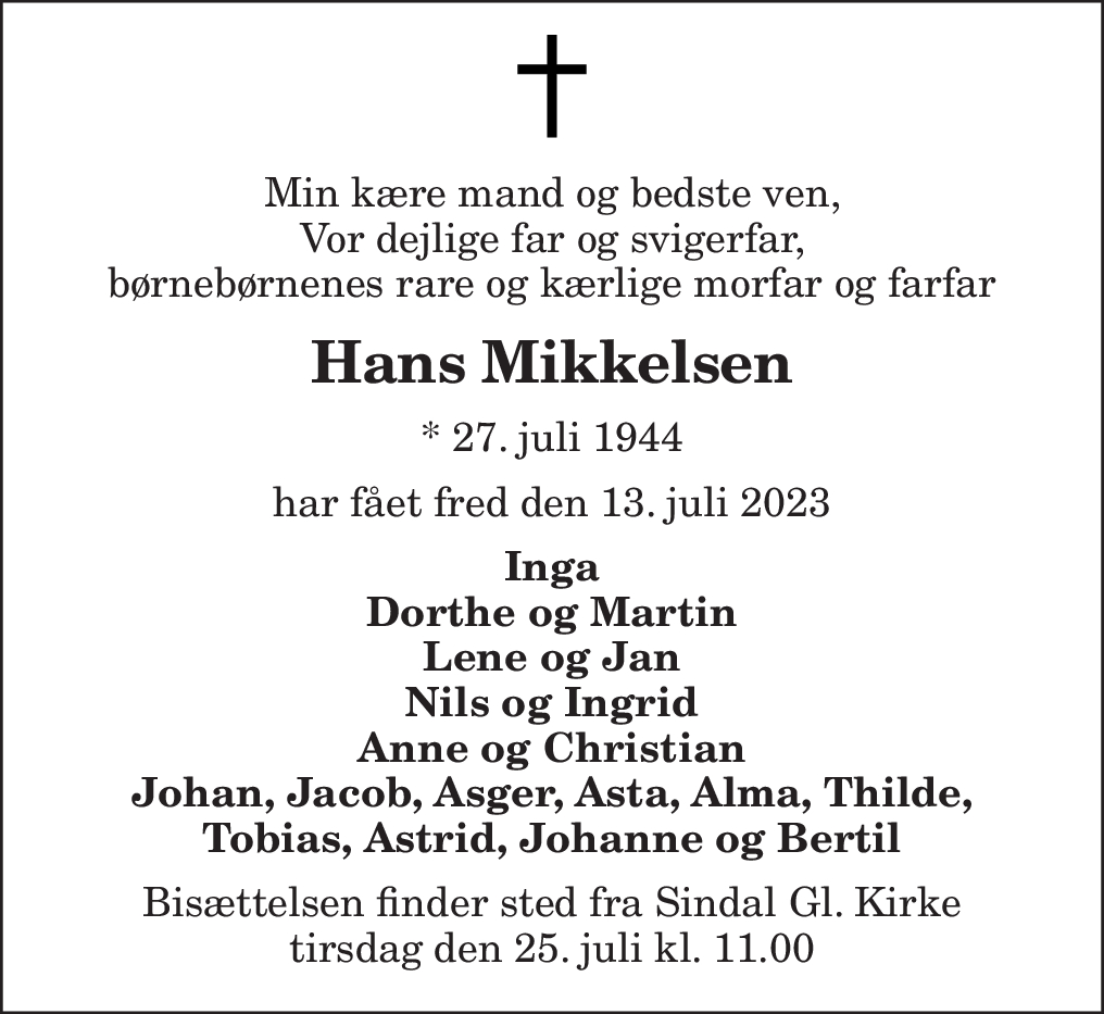 D Dsannonce For Hans Mikkelsen Nordjyske Dk