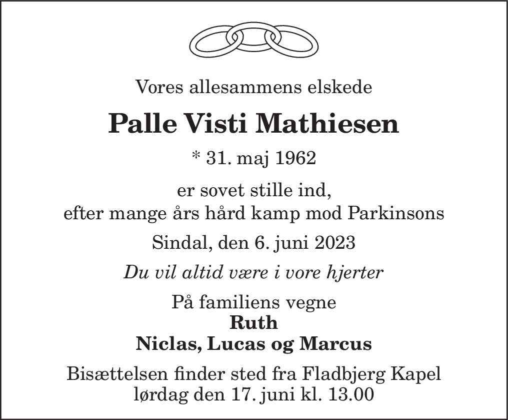 Dødsannonce for Palle Visti Mathiesen Nordjyske dk