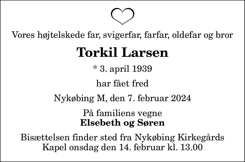 D Dsannonce For Torkil Larsen Nordjyske Dk