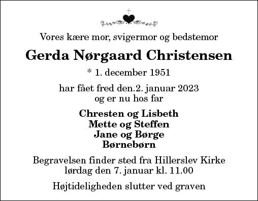 D Dsannonce For Gerda N Rgaard Christensen Nordjyske Dk