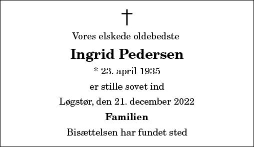 D Dsannonce For Ingrid Pedersen Nordjyske Dk