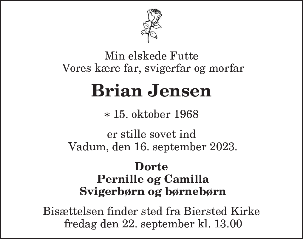 Dødsannonce for Brian Jensen Nordjyske.dk
