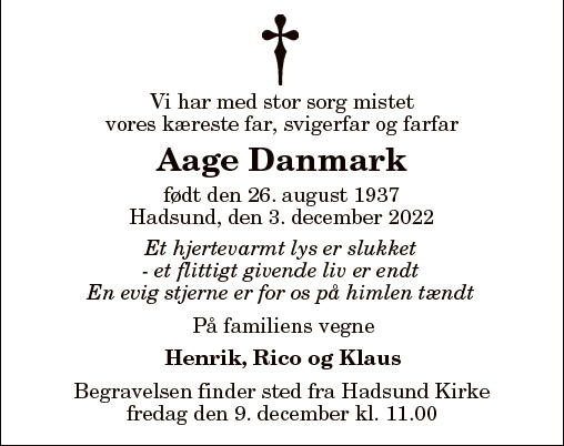 Dødsannonce for Aage Danmark Nordjyske.dk