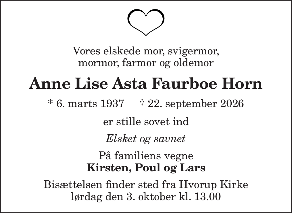 Anne Lise Asta Faurboe Horn