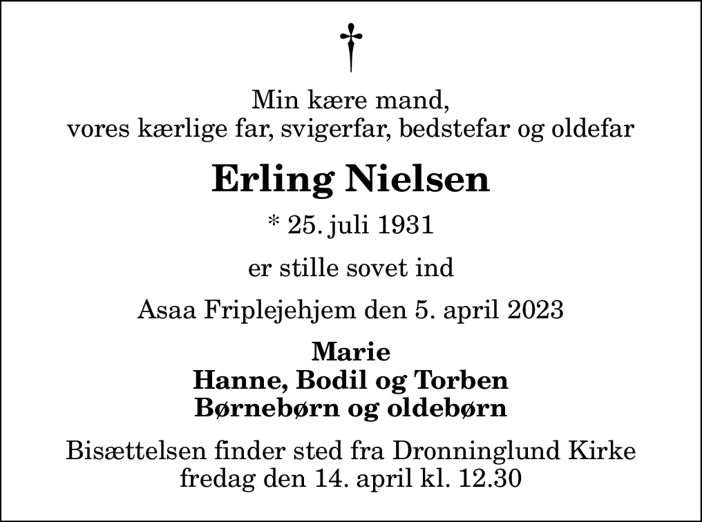 Dødsannonce for Erling Nielsen Nordjyske.dk