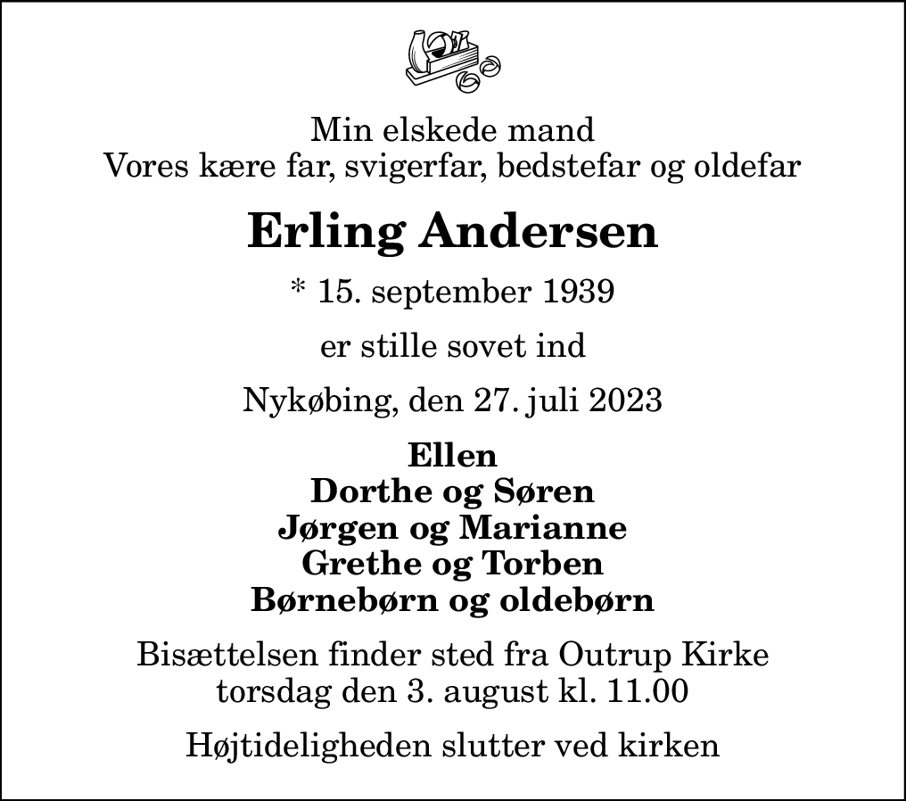 Dødsannonce for Erling Andersen Nordjyske.dk