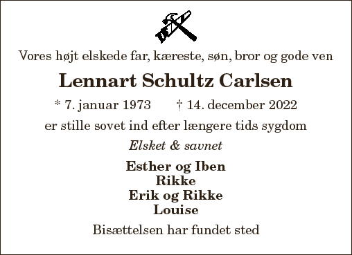 Dødsannonce for Lennart Schultz Carlsen Nordjyske.dk
