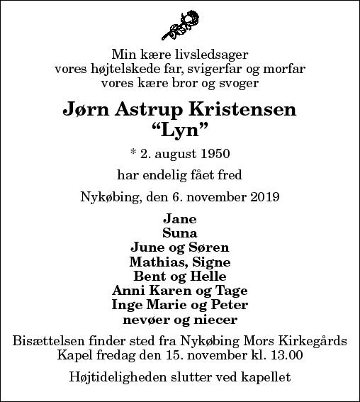 Dødsannonce for Jørn A. Kristensen Nordjyske.dk