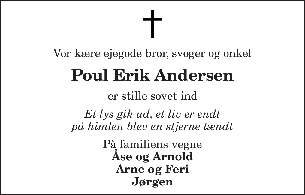 Dødsannonce for Poul Erik Andersen Nordjyske.dk