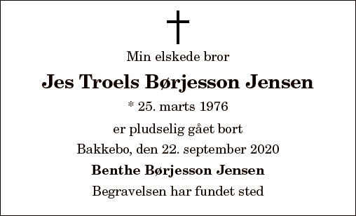 Dødsannonce For Jes Troels Børjesson Jensen | Nordjyske.dk