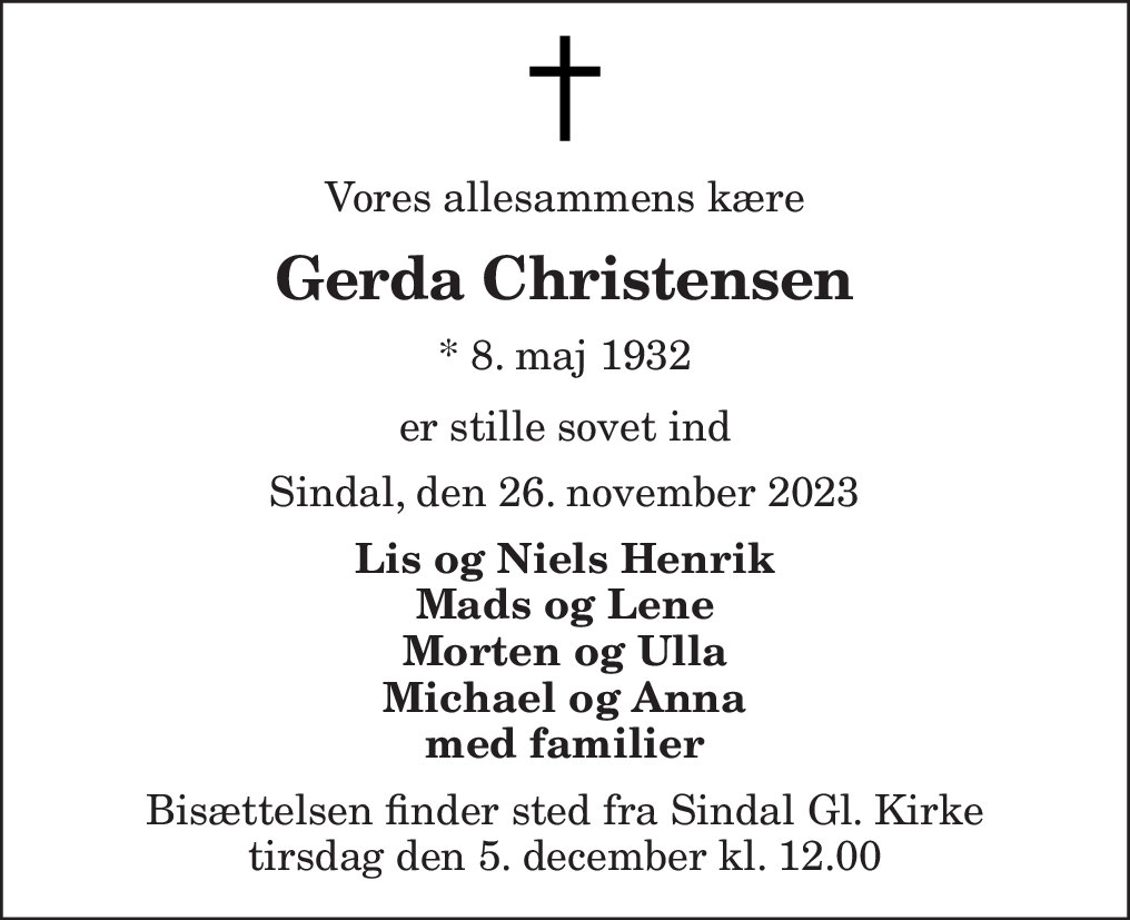 D Dsannonce For Gerda Christensen Nordjyske Dk