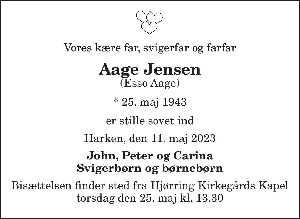 Dødsannonce for Aage Jensen Nordjyske.dk