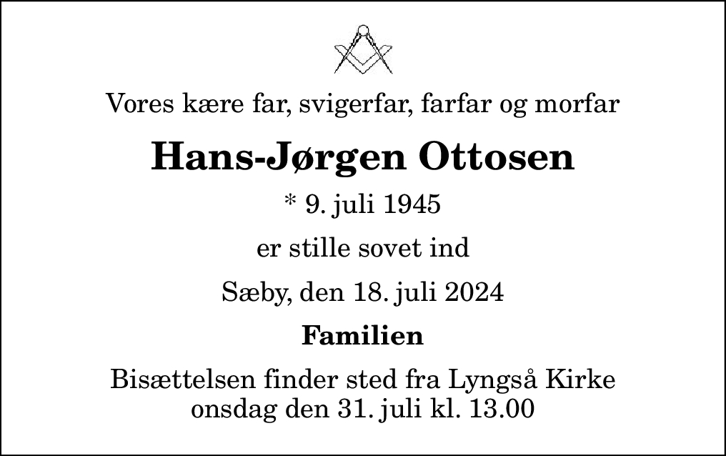 Dødsannonce for Hans Jørgen Ottosen | Nordjyske.dk