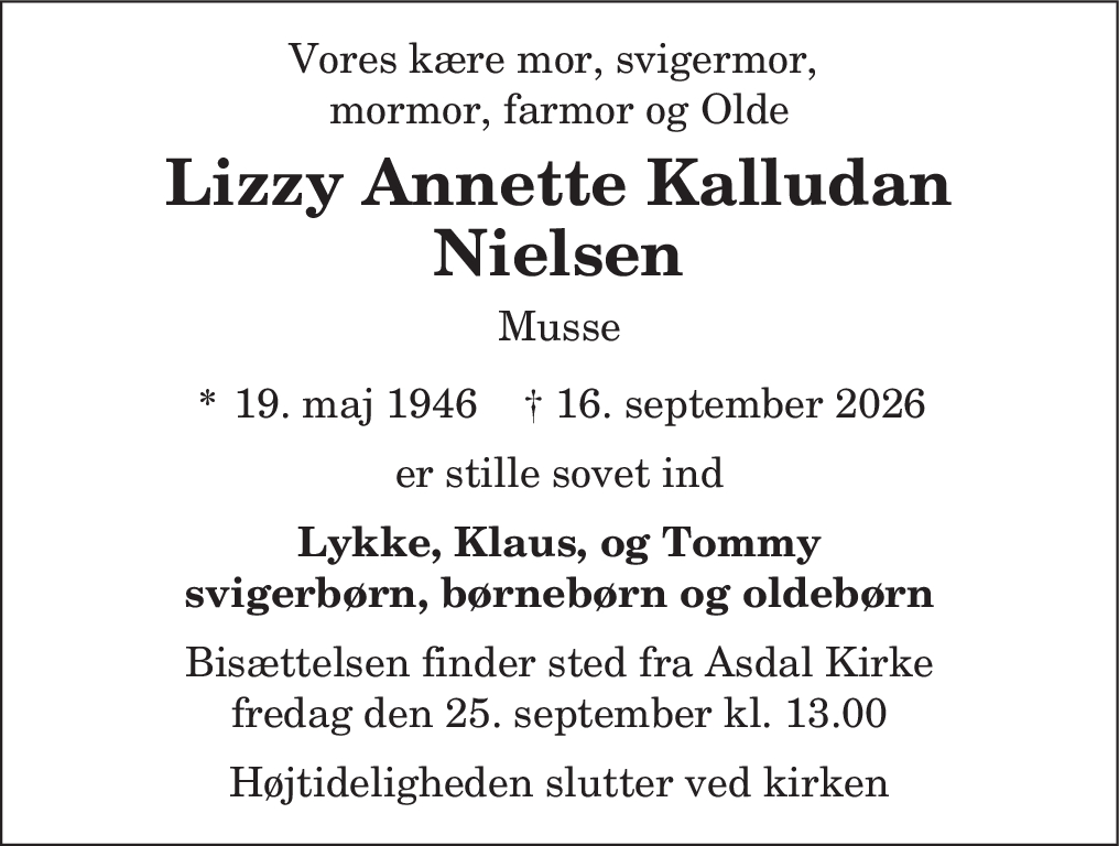 Lizzy Annette Kalludan Nielsen
