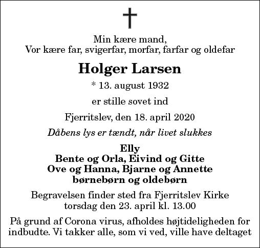 Dødsannonce for Holger Larsen Nordjyske.dk