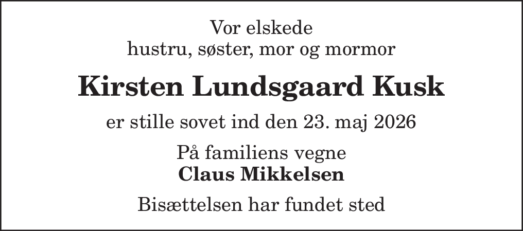 Tak, Kirsten Lundgaard Kusk