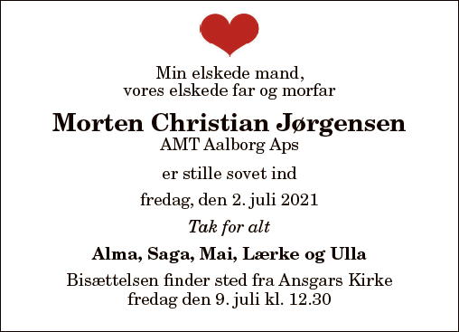 Dødsannonce for Morten Christian Jørgensen Nordjyske.dk
