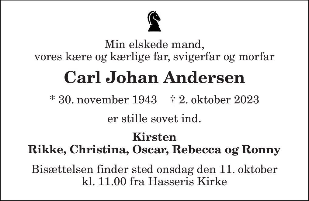 Dødsannonce for Carl Johan Andersen Nordjyske.dk