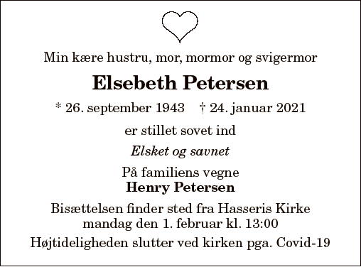 Dødsannonce for Elsebeth Petersen Nordjyske.dk